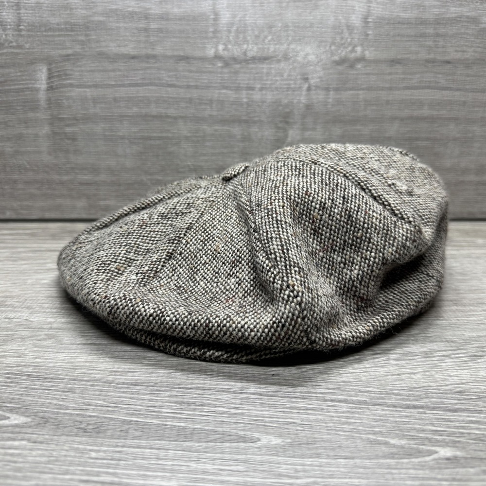 Eddie Doherty Hat Cap Fitted Mens Medium Gray Wool Tweed Newsboy Ireland
